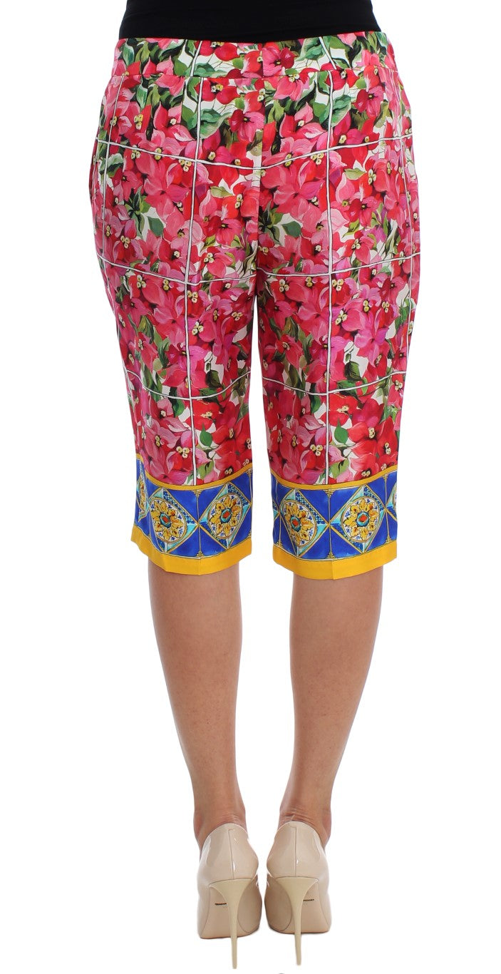 Multicolor Floral Knee Capris Shorts Pants - coffeewithmee2