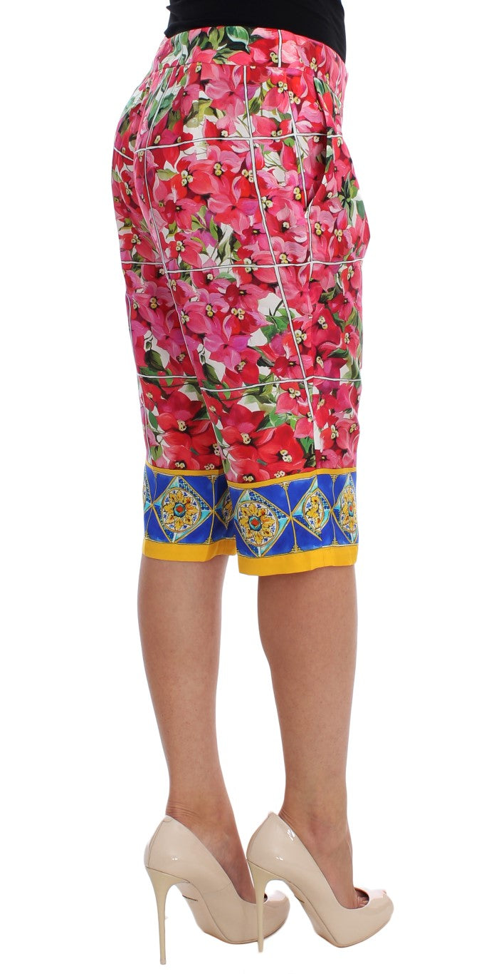 Multicolor Floral Knee Capris Shorts Pants - coffeewithmee2
