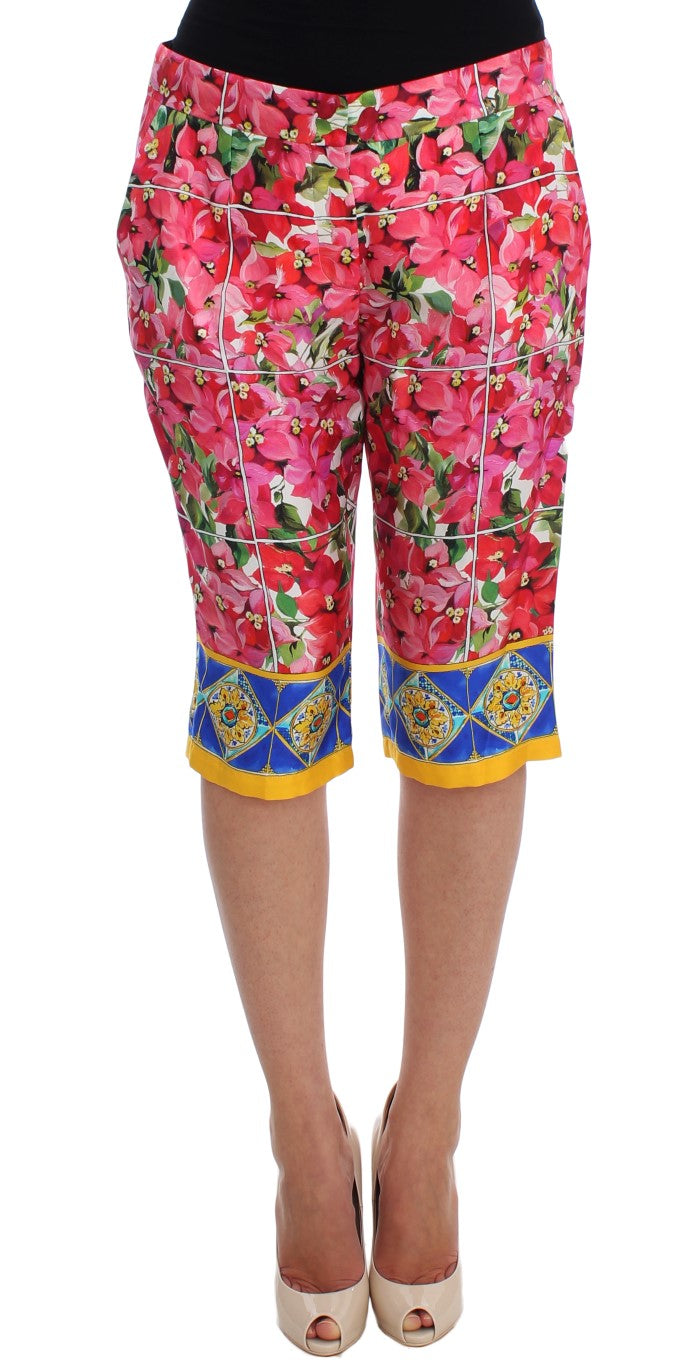Multicolor Floral Knee Capris Shorts Pants - coffeewithmee2