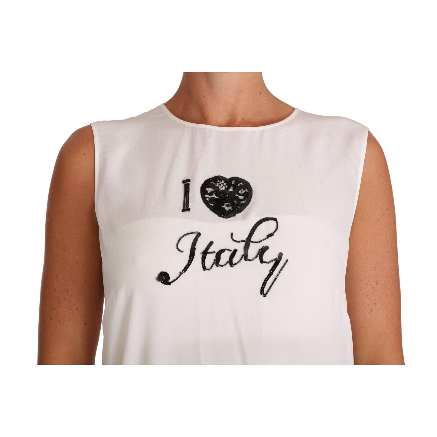 White Silk I LOVE ITALY Cami T-shirt - coffeewithmee2