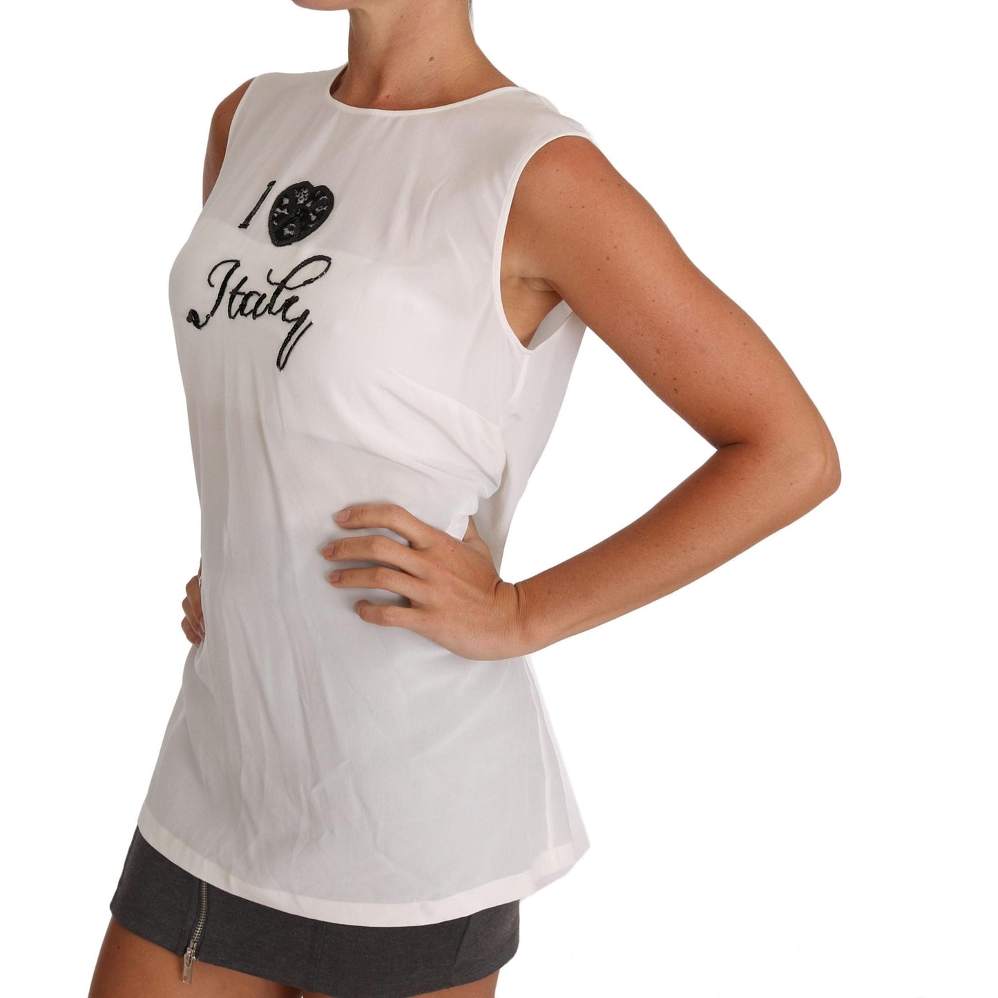 White Silk I LOVE ITALY Cami T-shirt - coffeewithmee2
