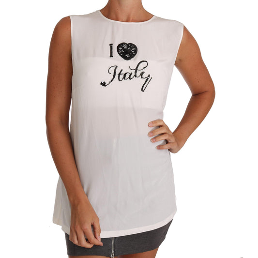 White Silk I LOVE ITALY Cami T-shirt - coffeewithmee2