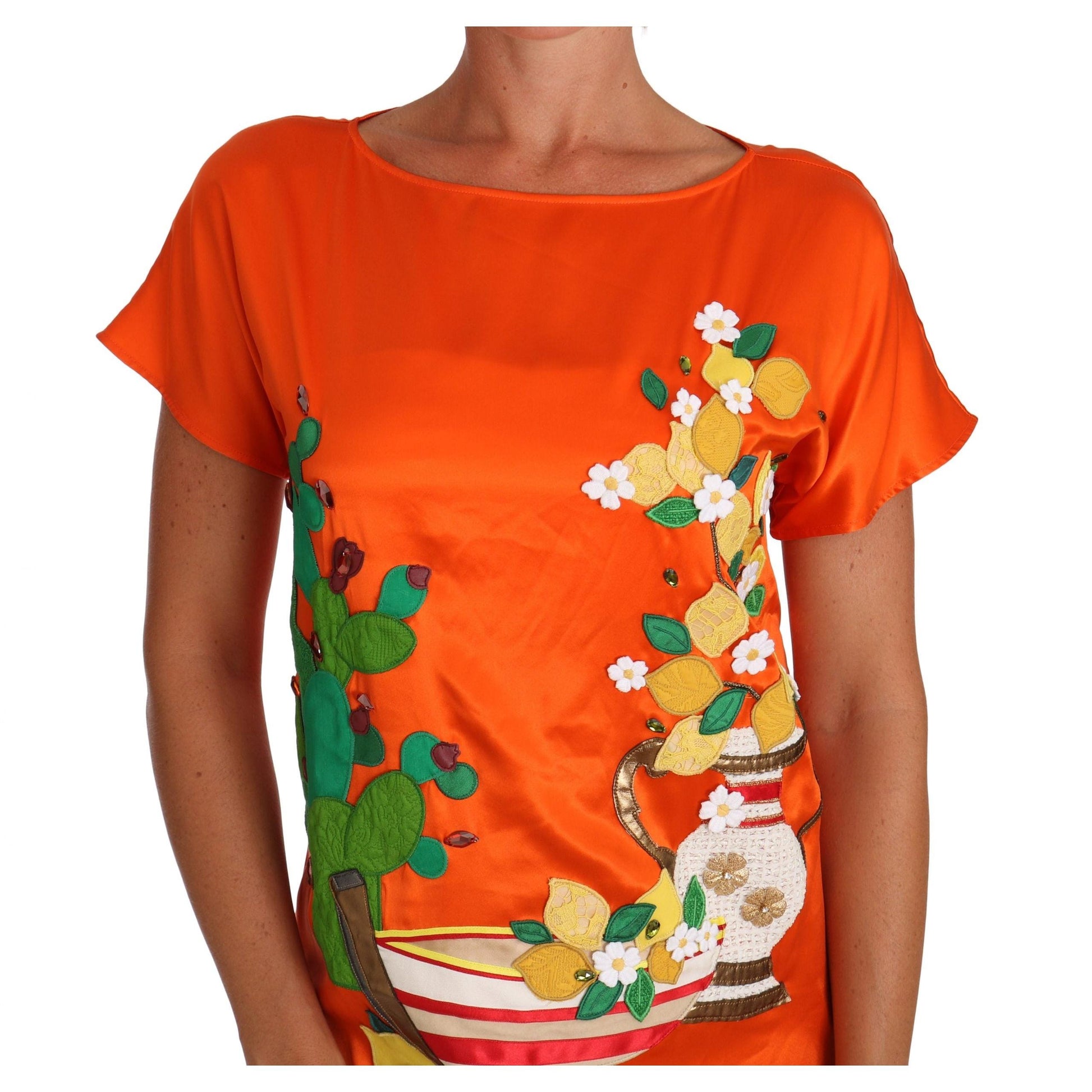 Silk Orange Lemon Crystal T-shirt Top - coffeewithmee2