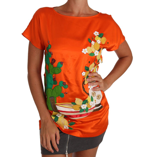 Silk Orange Lemon Crystal T-shirt Top - coffeewithmee2