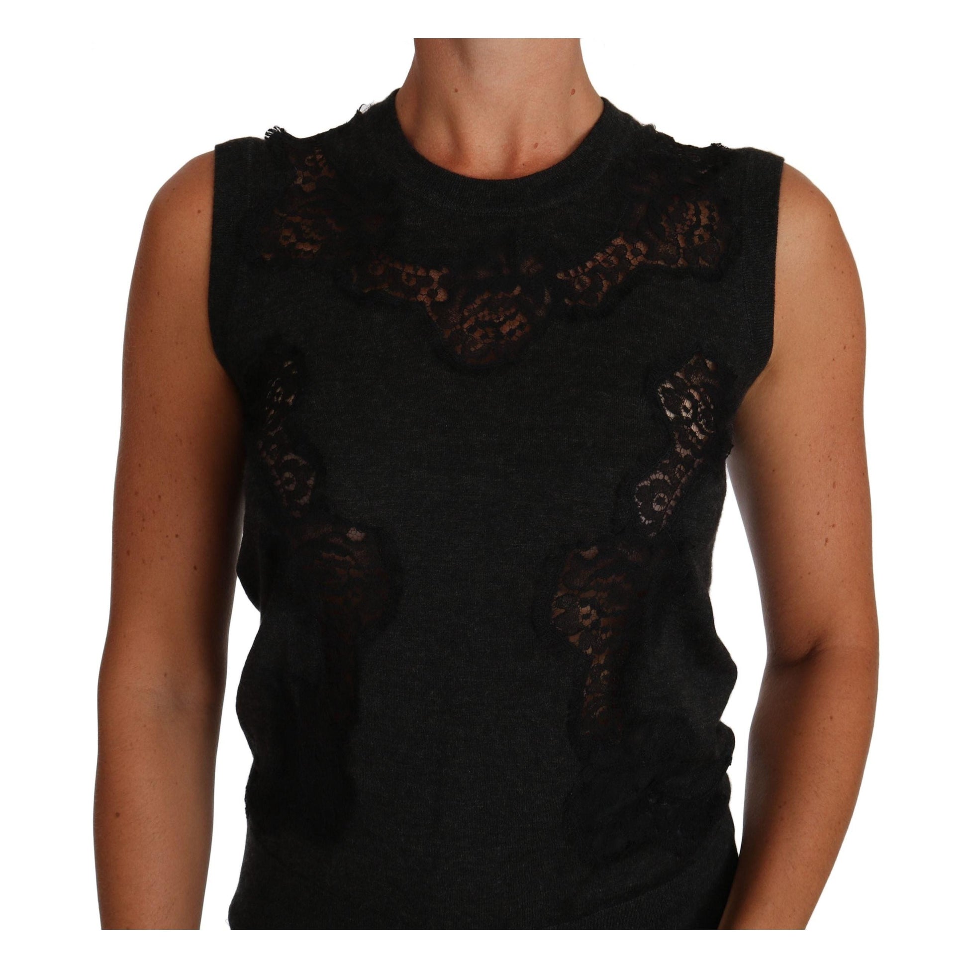 Cami Gray Silk Cashmere Cutout Top - coffeewithmee2