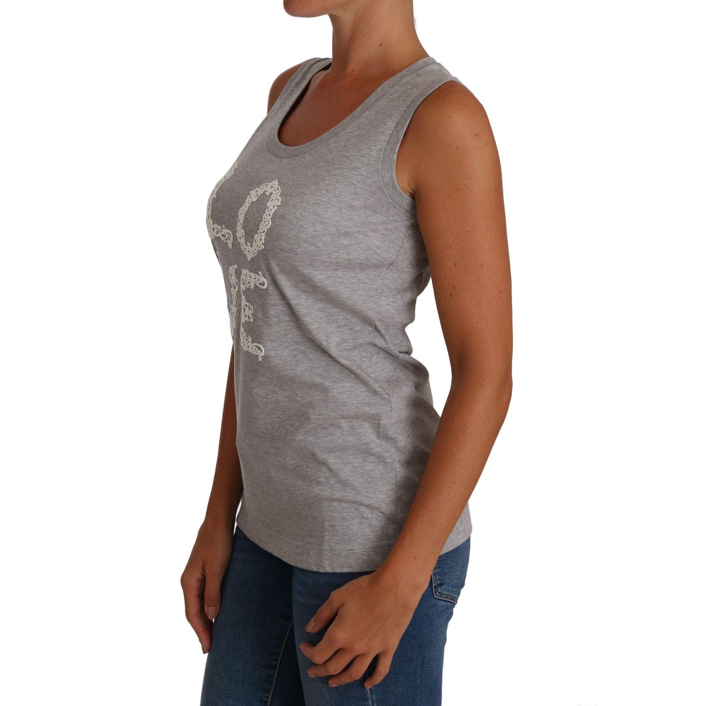 Gray and white Cami Tank Gray LOVE Cotton Top - coffeewithmee2