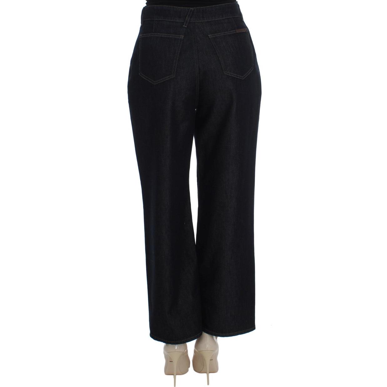 Blue Cotton Silk Blend Flare Jeans - coffeewithmee2