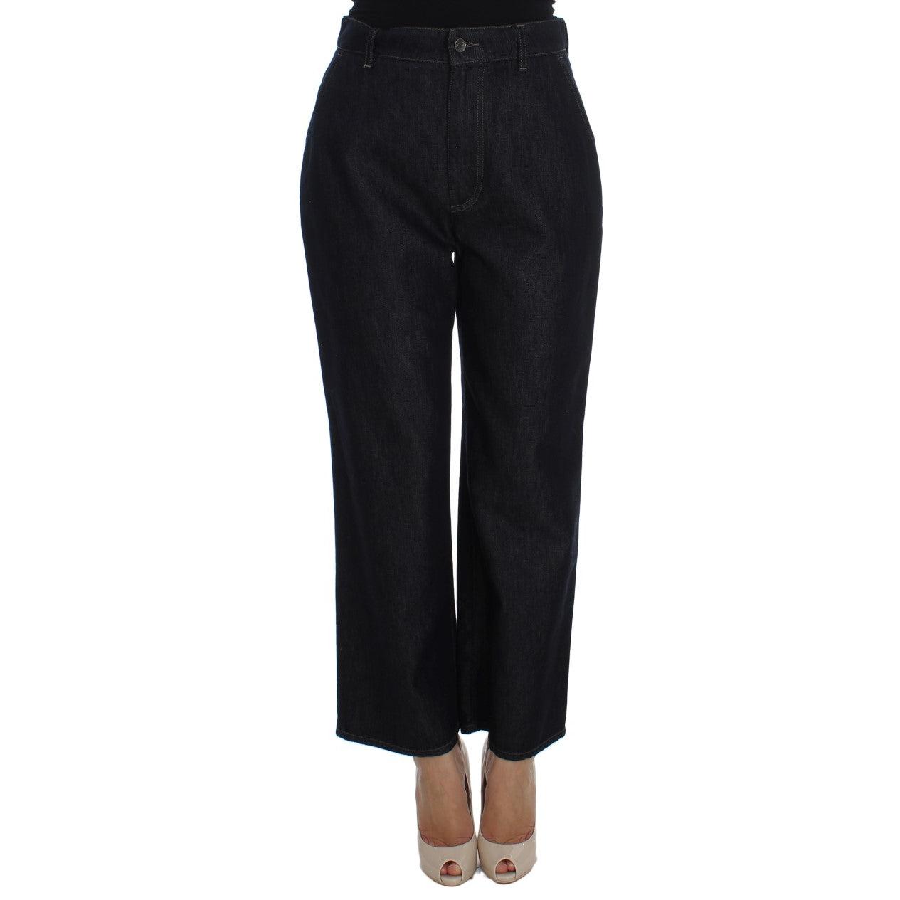 Blue Cotton Silk Blend Flare Jeans - coffeewithmee2