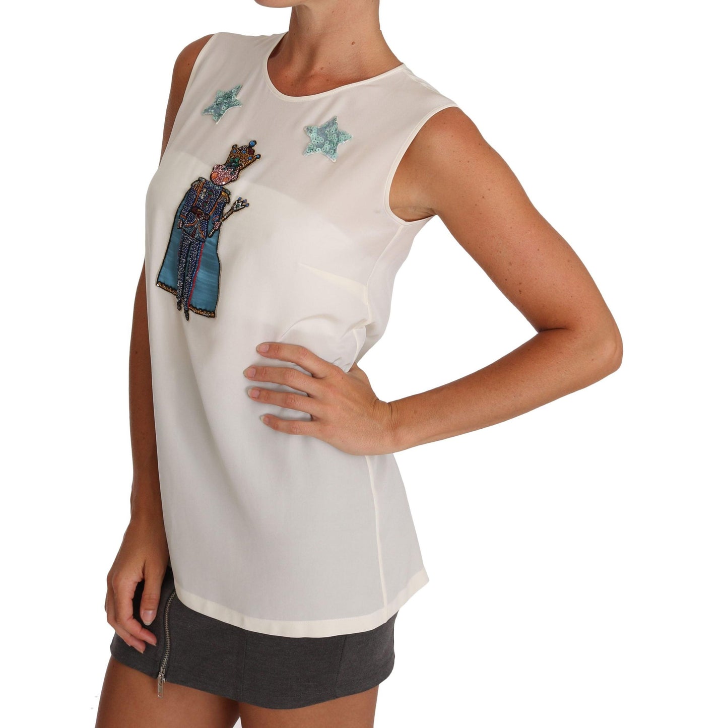 White Silk Crystal Sequined Fairy T-shirt - coffeewithmee2