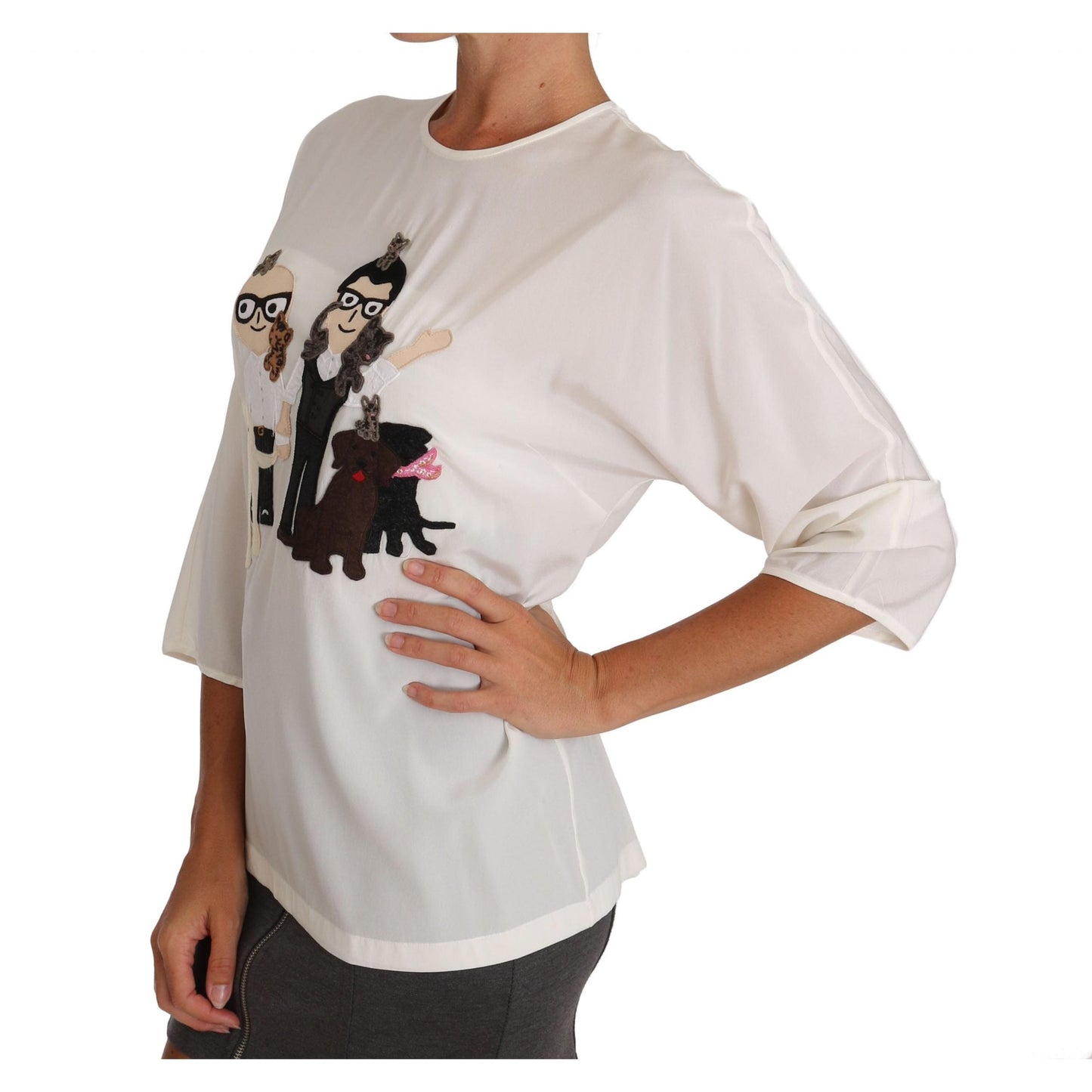 White Silk #dgfamily Blouse T-shirt - coffeewithmee2