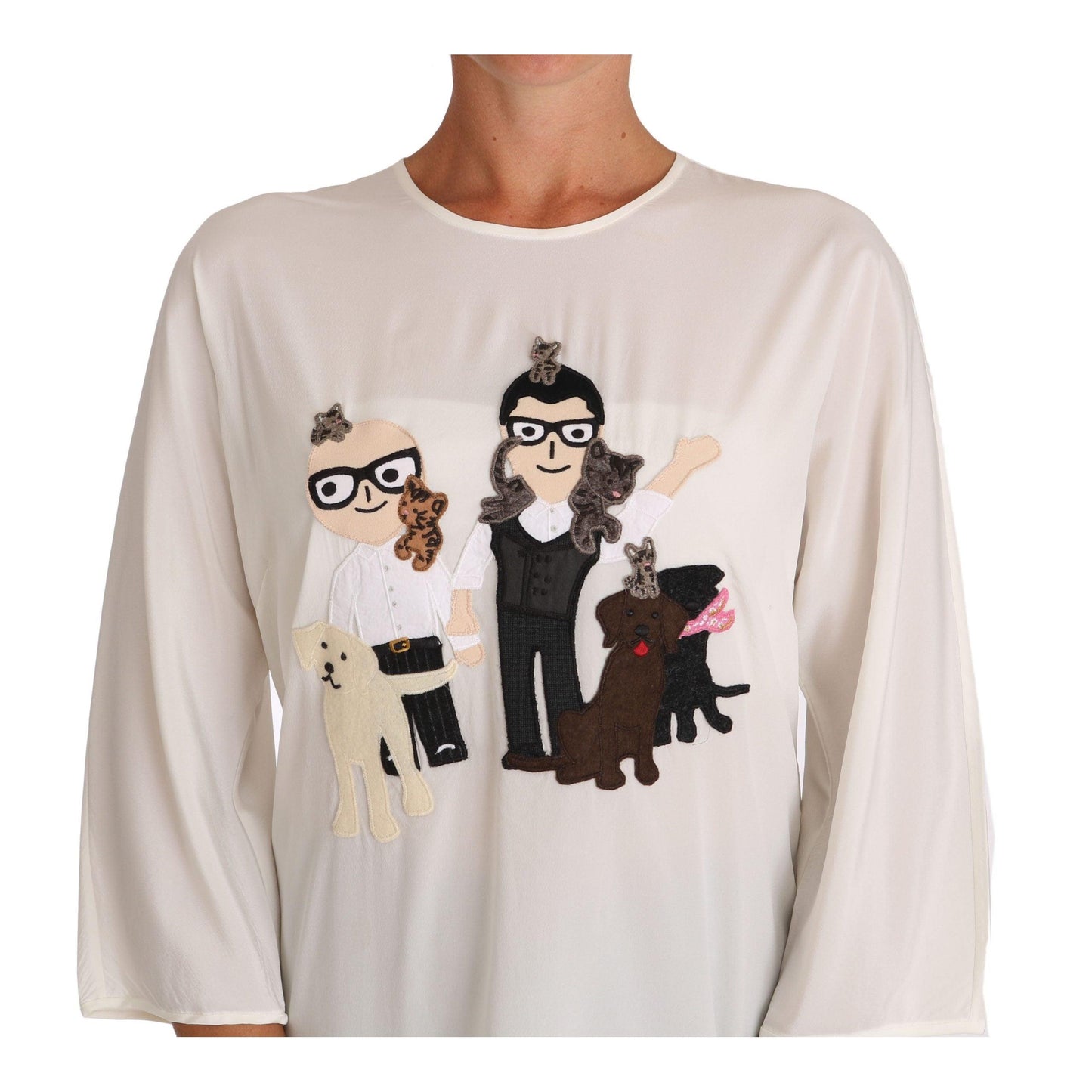 White Silk #dgfamily Blouse T-shirt - coffeewithmee2