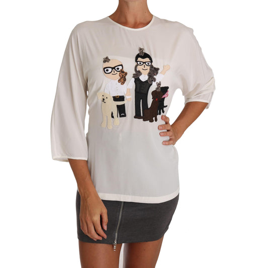 White Silk #dgfamily Blouse T-shirt - coffeewithmee2