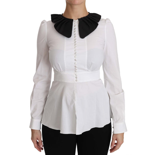 White Collar Cotton Longsleeve Blouse Top - coffeewithmee2