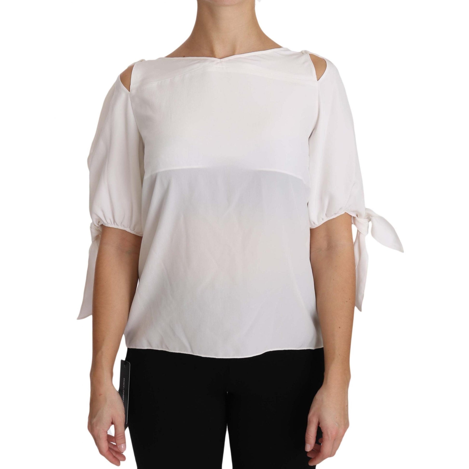 Solid White Silk Off Shoulder Blouse Top - coffeewithmee2
