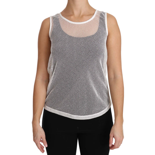 White Net  Transparent Sleeveless Tank Top - coffeewithmee2