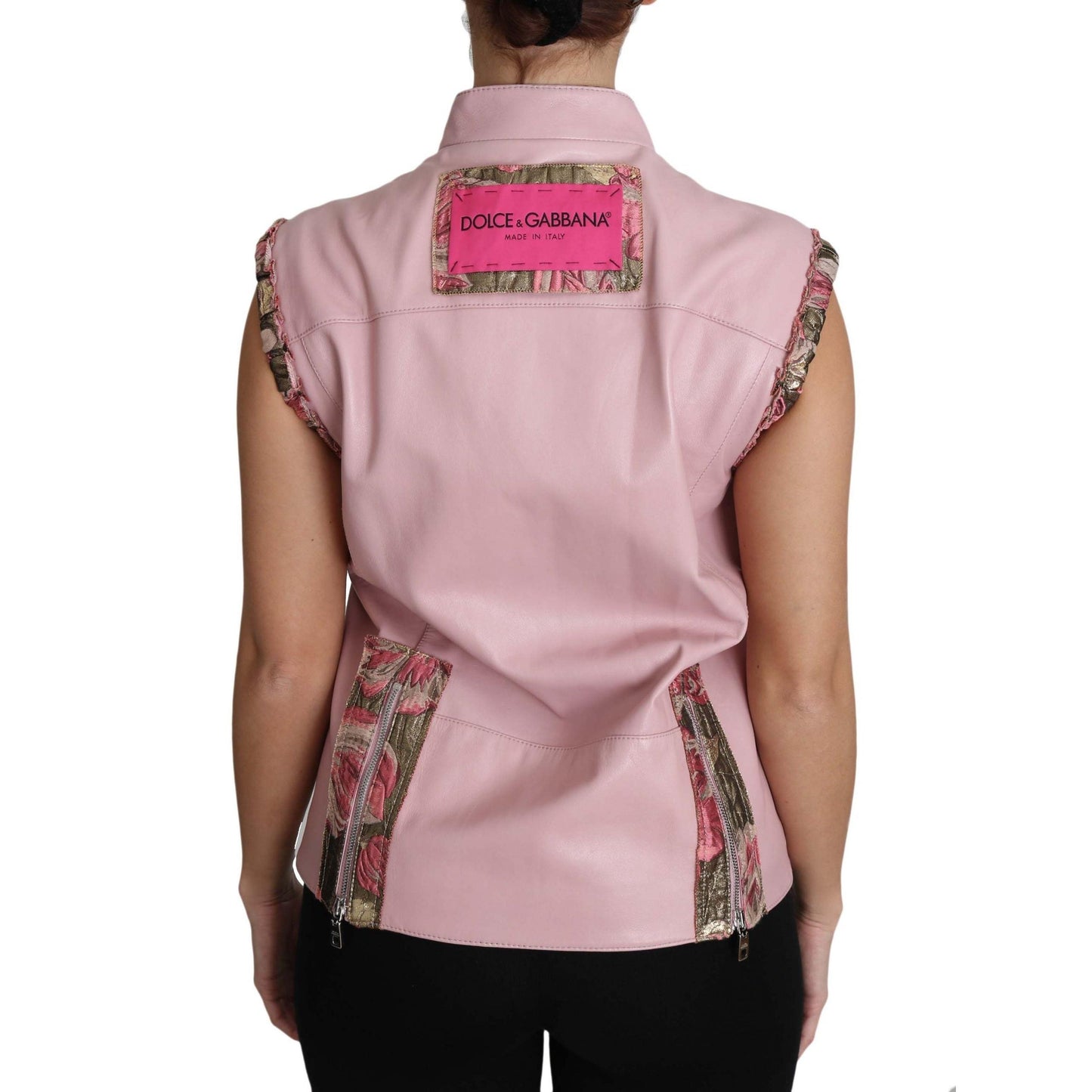Pink Zippered Lamb Sleeveless Vest Leather Jacket - coffeewithmee2