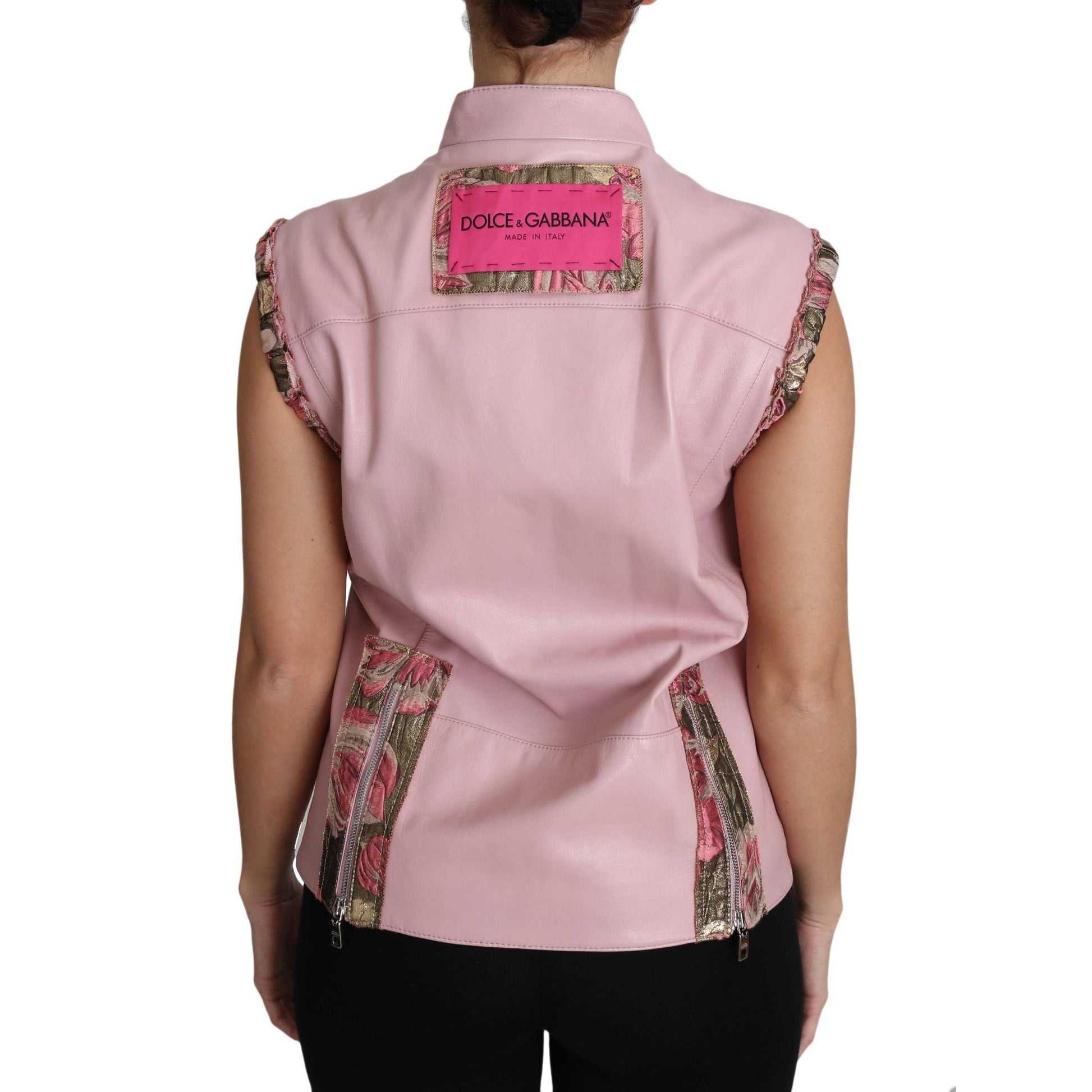 Pink Zippered Lamb Sleeveless Vest Leather Jacket - coffeewithmee2