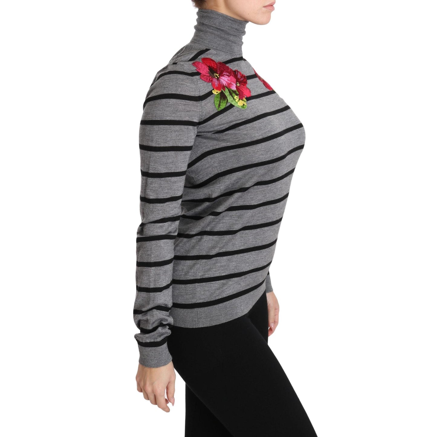 Gray Cashmere Silk Turtleneck Sweater - coffeewithmee2