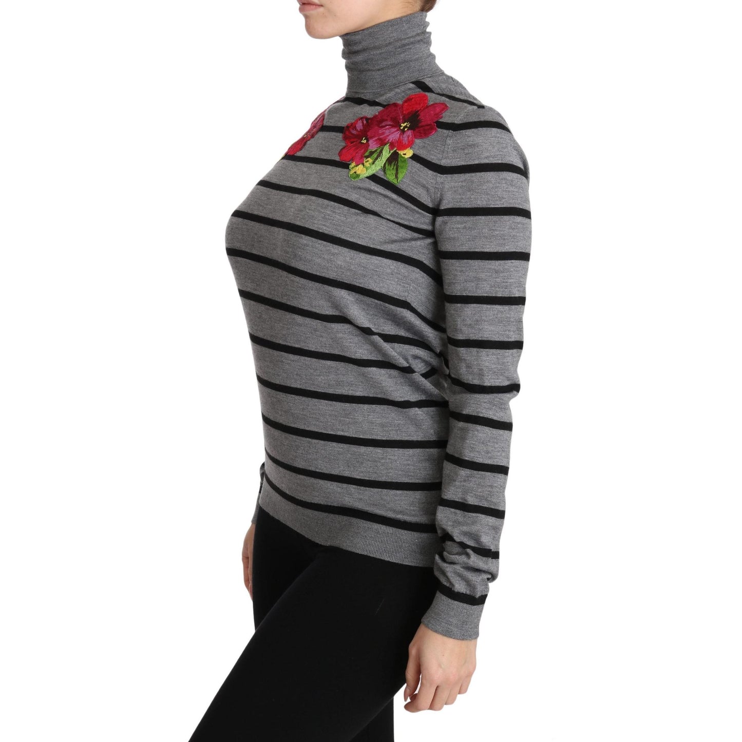 Gray Cashmere Silk Turtleneck Sweater - coffeewithmee2