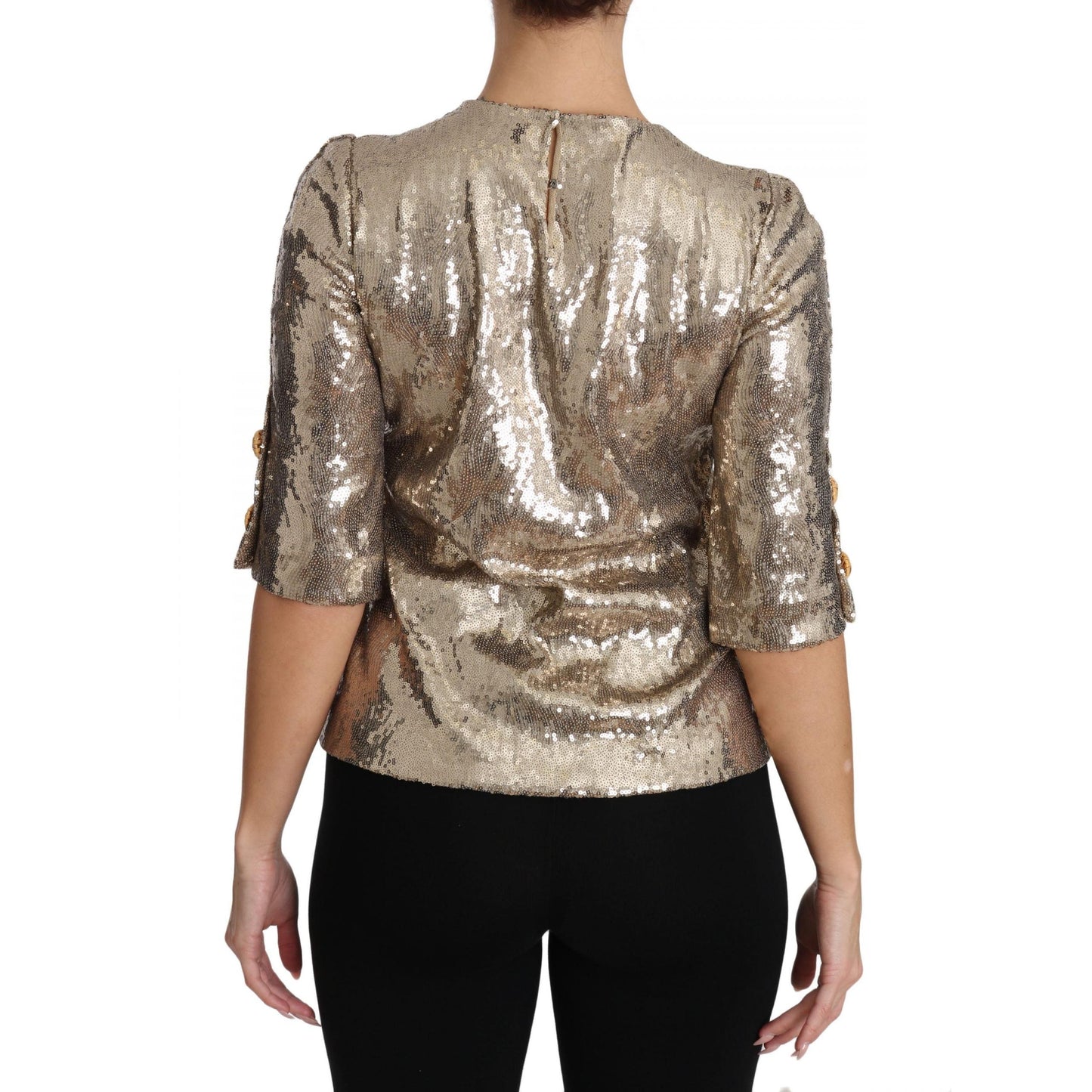 Gold Sequined Parrot Crystal Blouse - coffeewithmee2