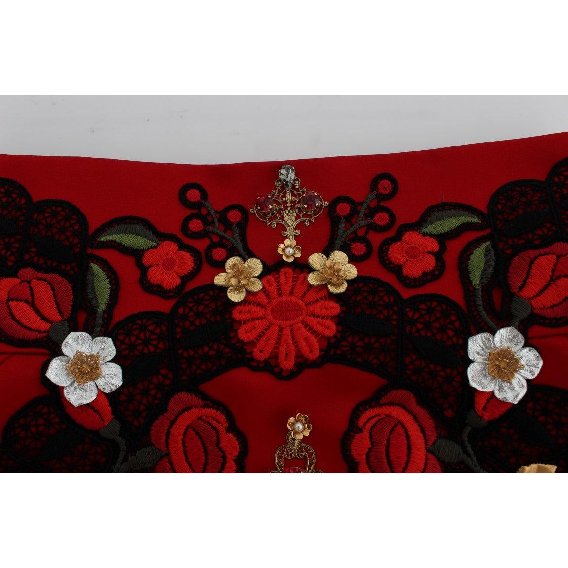 Red Silk Roses Crystal Mini Shorts - coffeewithmee2