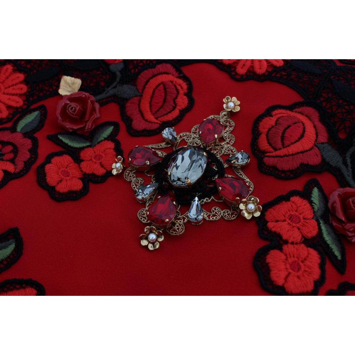 Red Silk Roses Crystal Mini Shorts - coffeewithmee2