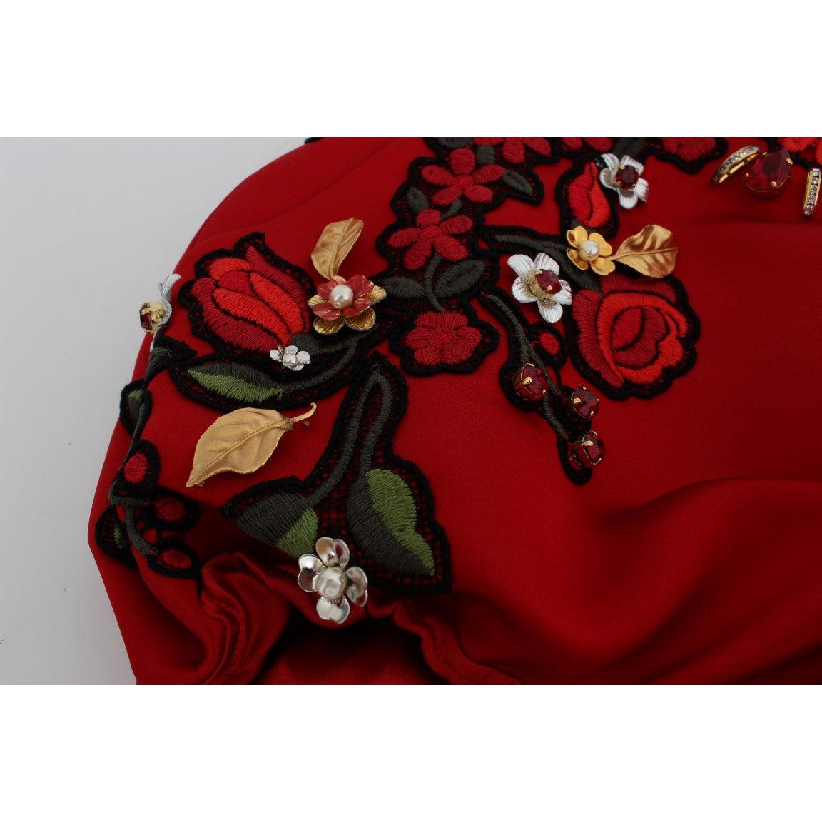 Red Silk Crystal Roses Shorts - coffeewithmee2