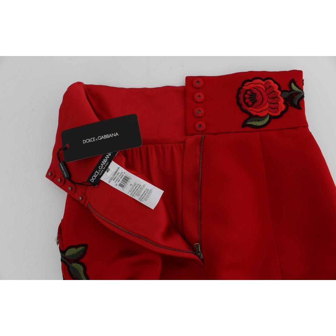 Red Silk Crystal Roses Shorts - coffeewithmee2