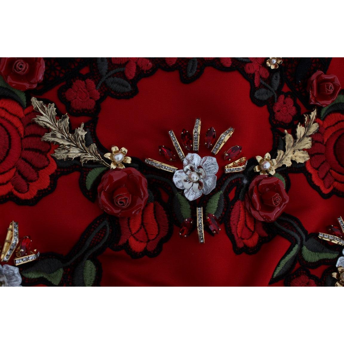 Red Silk Crystal Roses Shorts - coffeewithmee2