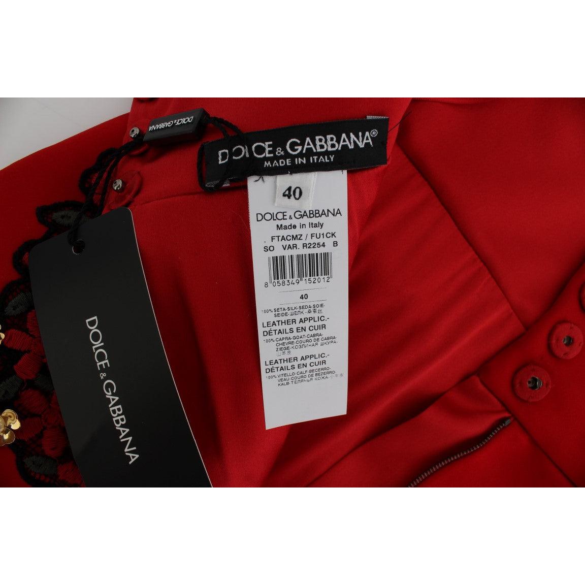 Red Silk Crystal Roses Shorts - coffeewithmee2
