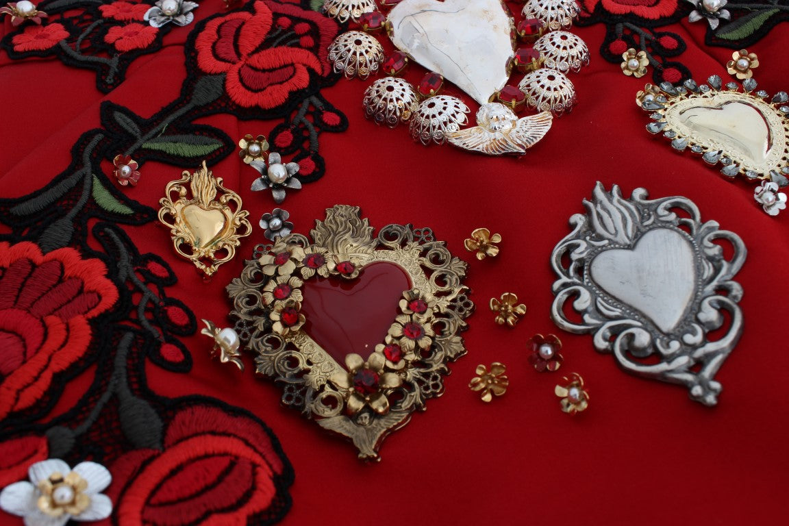 Red Silk Crystal Roses Shorts - coffeewithmee2