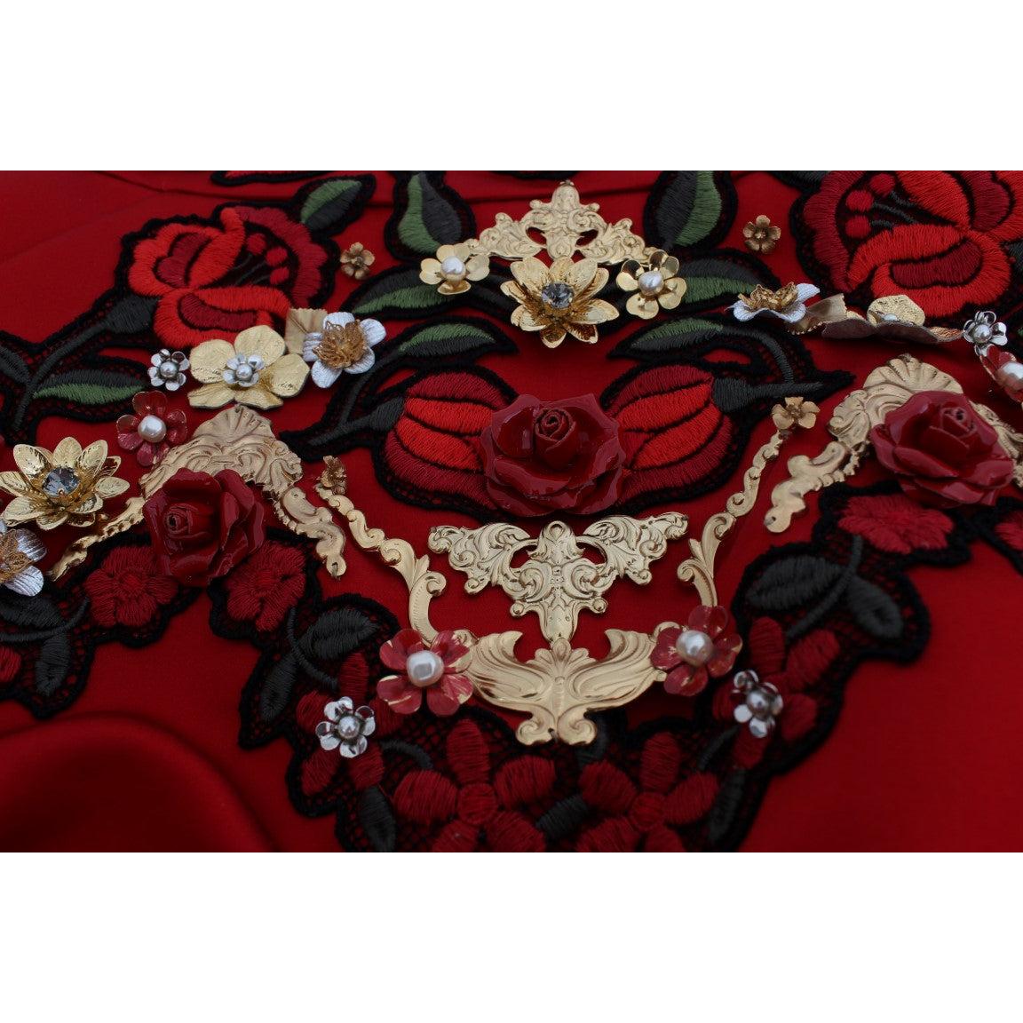 Red Silk Crystal Roses Shorts - coffeewithmee2