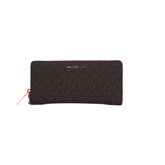 Jet Set Large Continental Travel Clutch Wristlet Wallet (Brown Signature/Flame) - coffeewithmee2