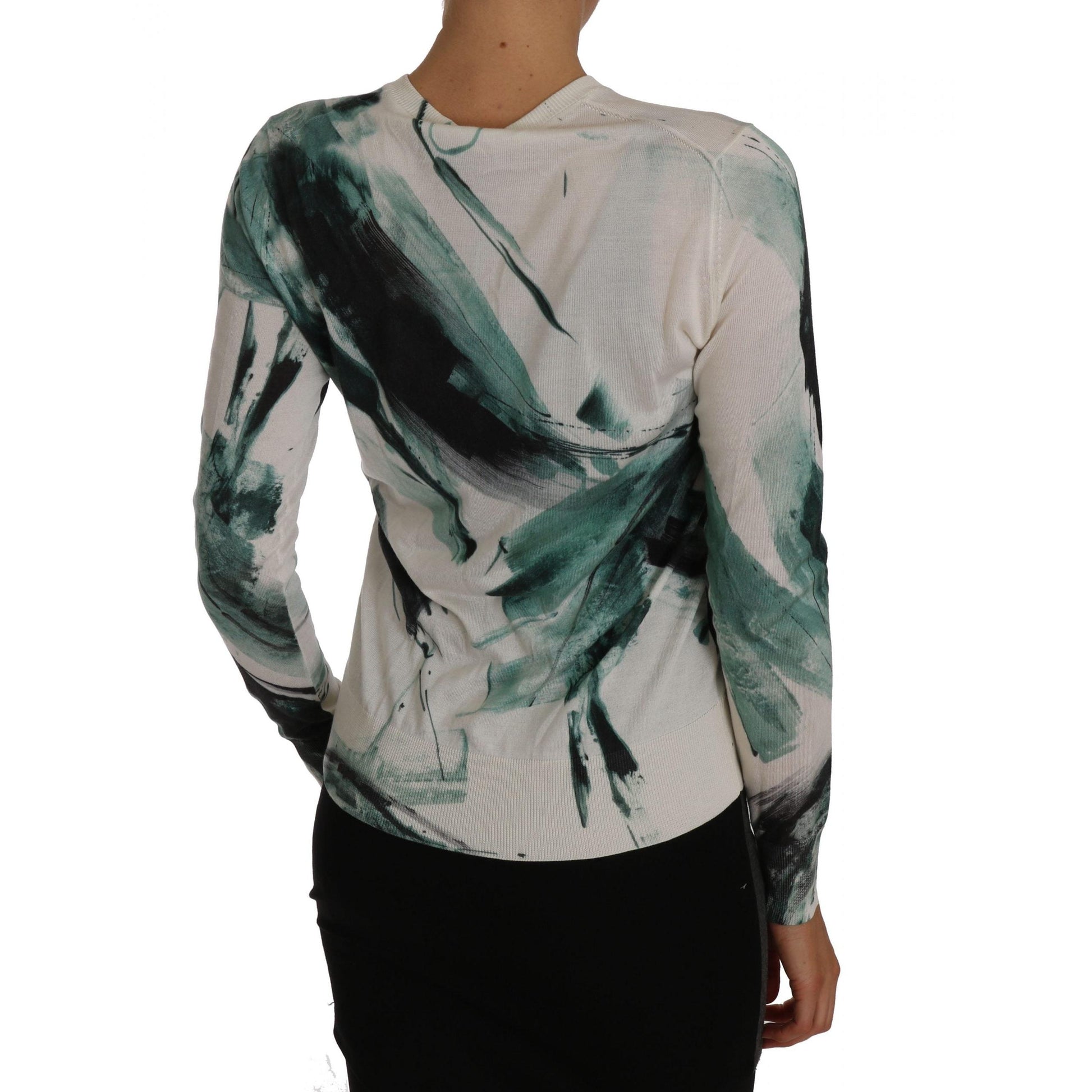 White Silk Cardigan Lightweight Paint Stroke Sweater - coffeewithmee2