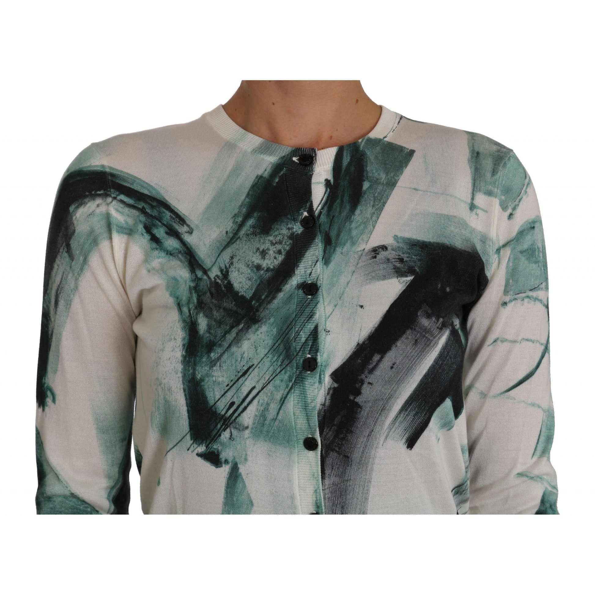 White Silk Cardigan Lightweight Paint Stroke Sweater - coffeewithmee2