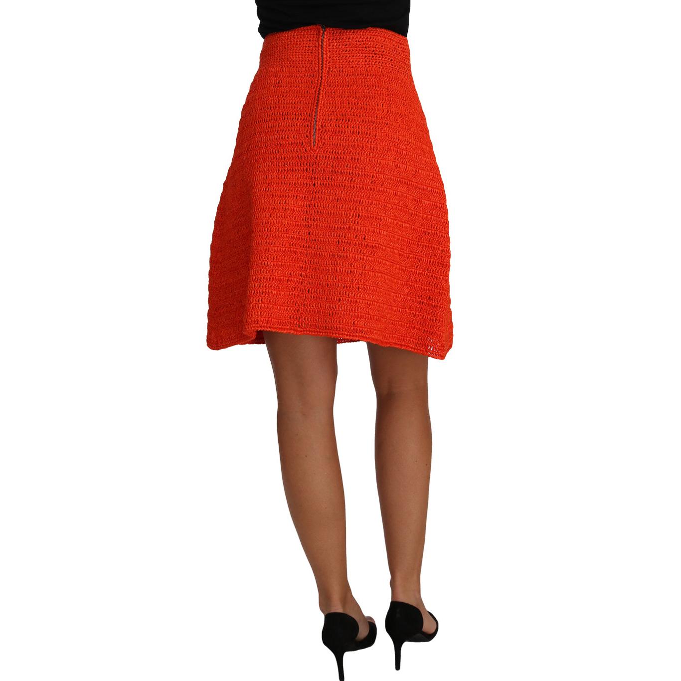 Orange Knitted Raffia A-Line Rayon Skirt - coffeewithmee2