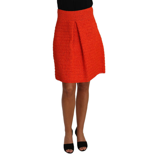 Orange Knitted Raffia A-Line Rayon Skirt - coffeewithmee2