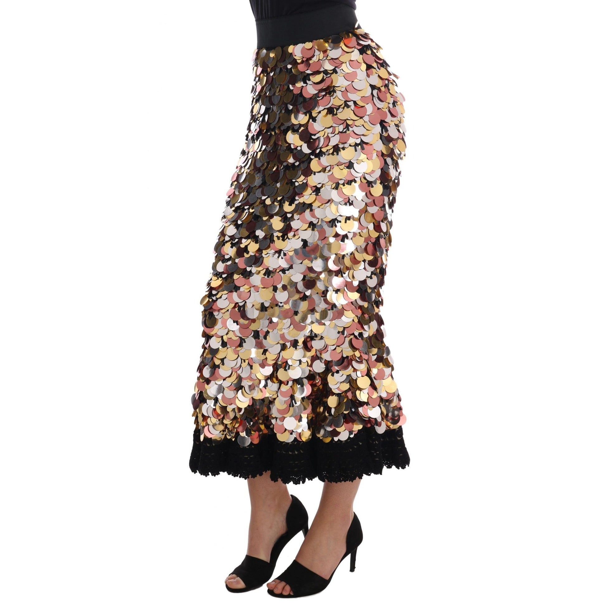 Gold Sequined Peplum High Waist Skirt - coffeewithmee2