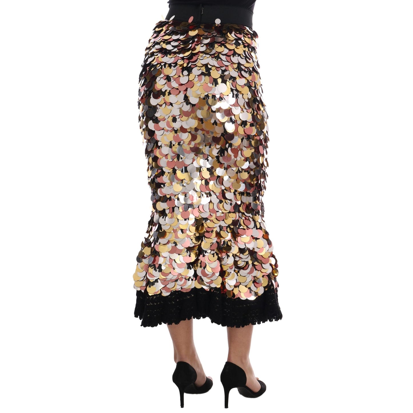 Gold Sequined Peplum High Waist Skirt - coffeewithmee2