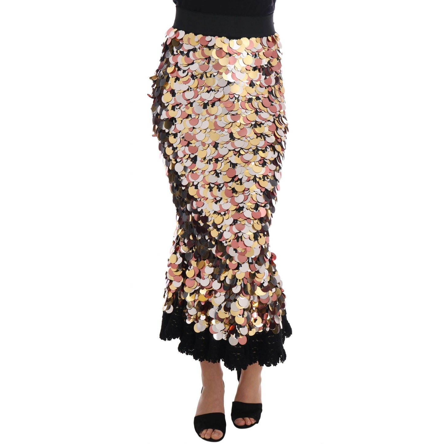 Gold Sequined Peplum High Waist Skirt - coffeewithmee2