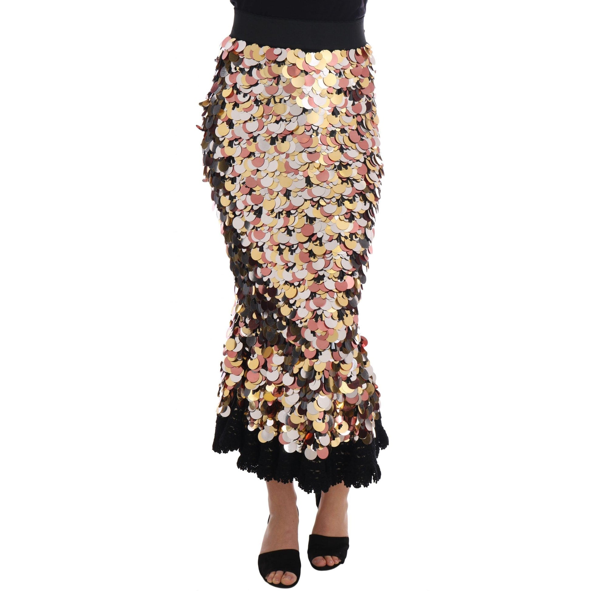 Gold Sequined Peplum High Waist Skirt - coffeewithmee2