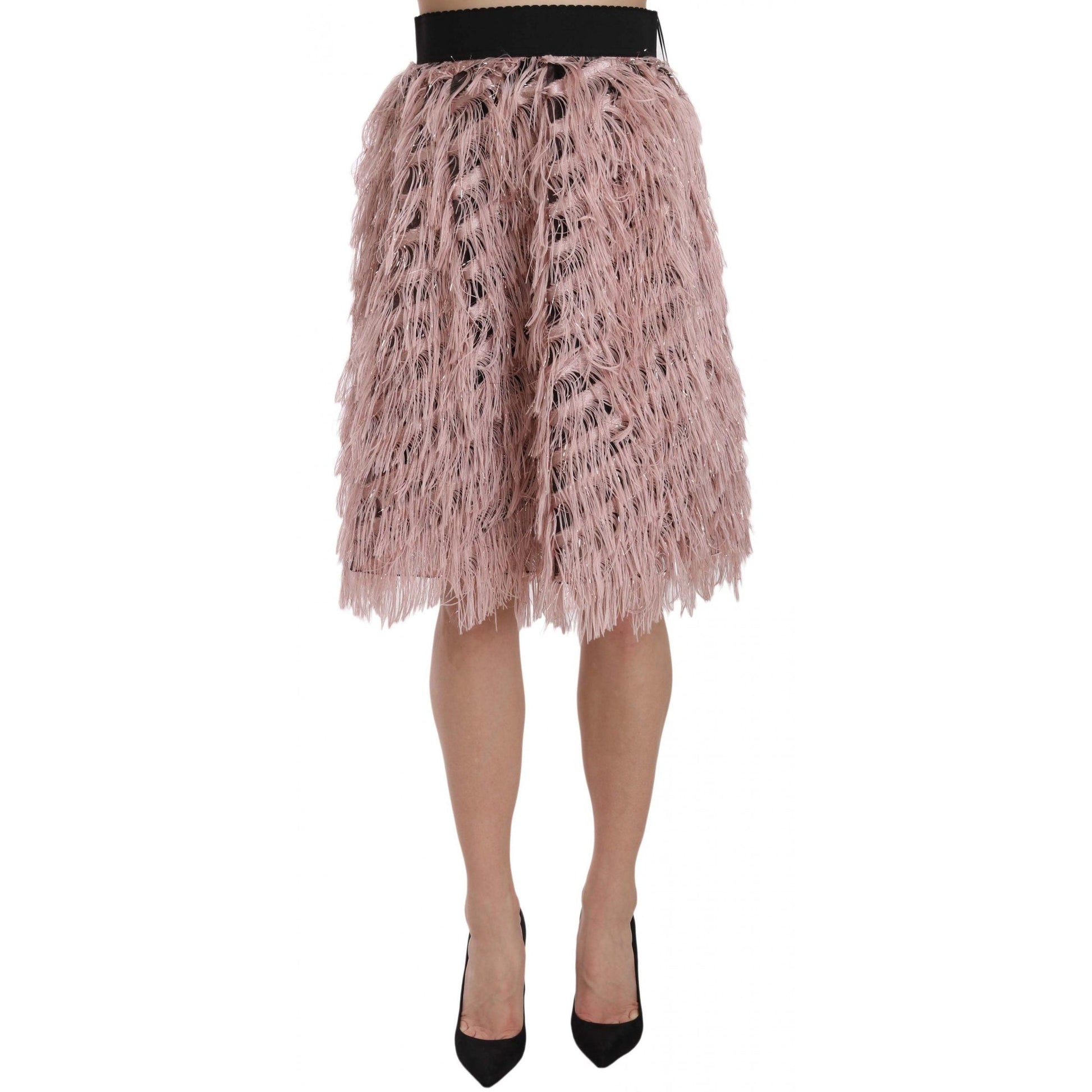 Pink Gold Fringe Metallic Pencil A-line Skirt - coffeewithmee2