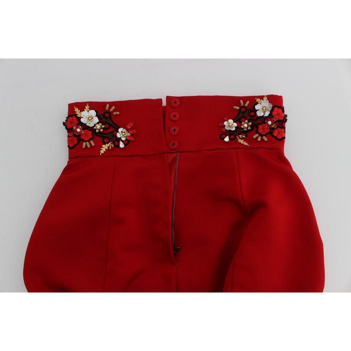 Red Silk Crystal Roses Shorts - coffeewithmee2