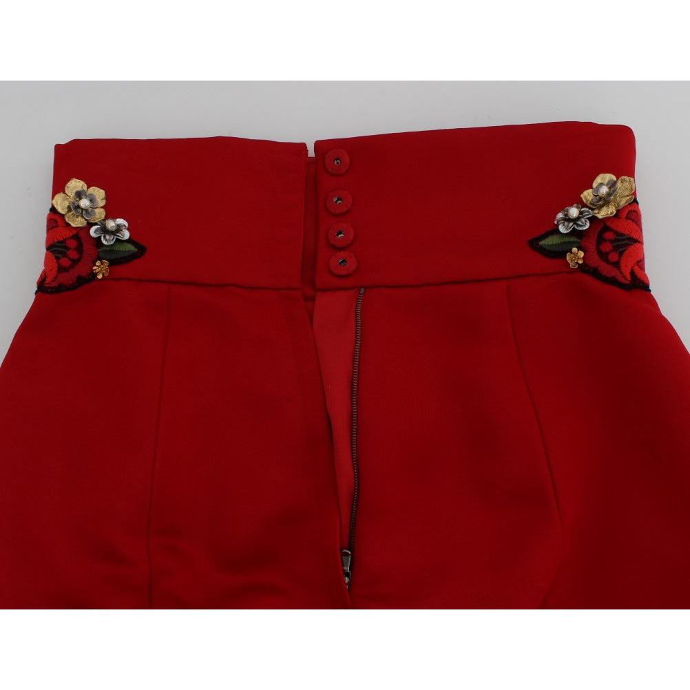 Red Silk Crystal Roses Shorts - coffeewithmee2