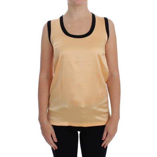 Yellow Silk Stretch Top Blouse T-shirt - coffeewithmee2