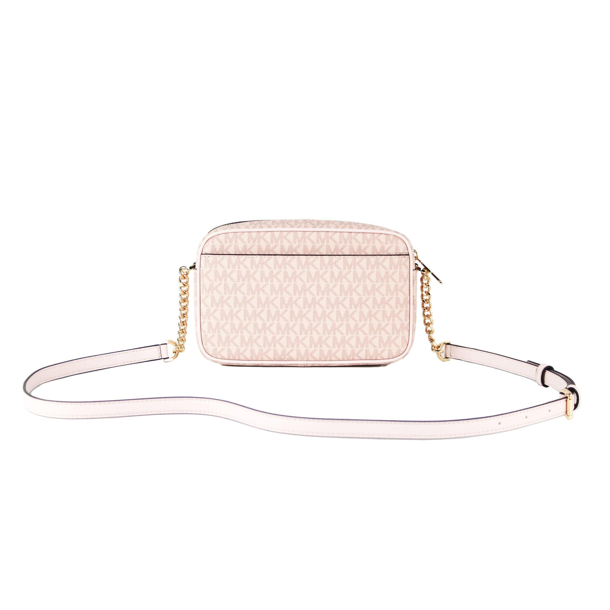 Jet Set Travel Medium Signature PVC Pocket Camera Bag Crossbody Handbag (Powder Blush Multi Signature) - coffeewithmee2