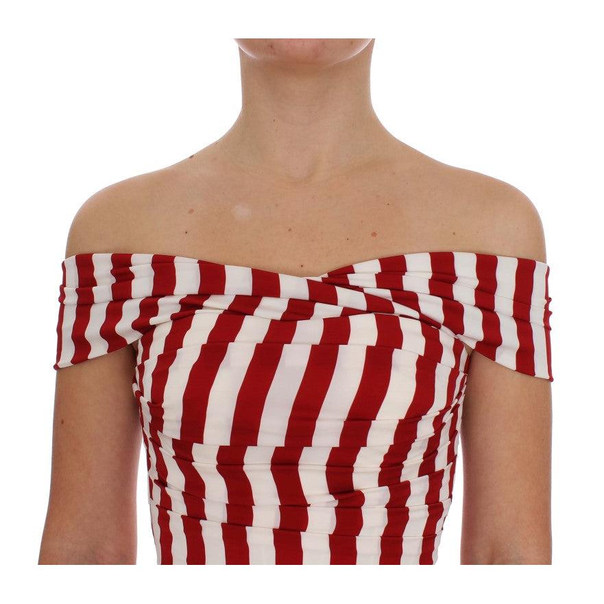 Red White Silk Stretch Dress - coffeewithmee2