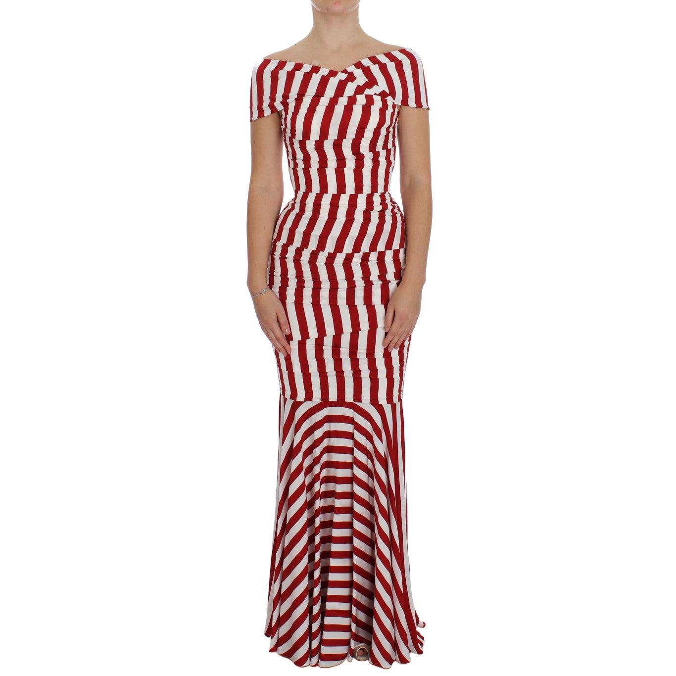 Red White Silk Stretch Dress - coffeewithmee2