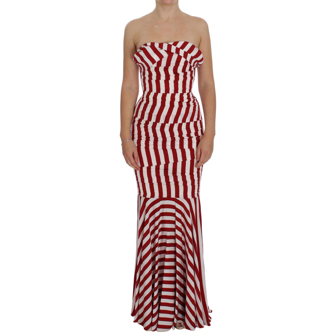 Red White Silk Stretch Dress - coffeewithmee2