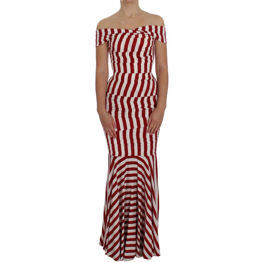 Red White Silk Stretch Dress - coffeewithmee2